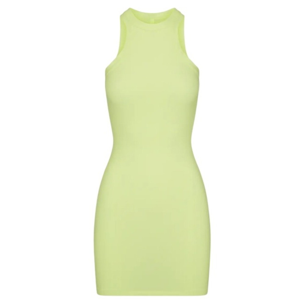 Skims Soft Lounge High Crew Neck Mini Tank Dress Lemonade Yellow 2X DS-DRS-6352W
